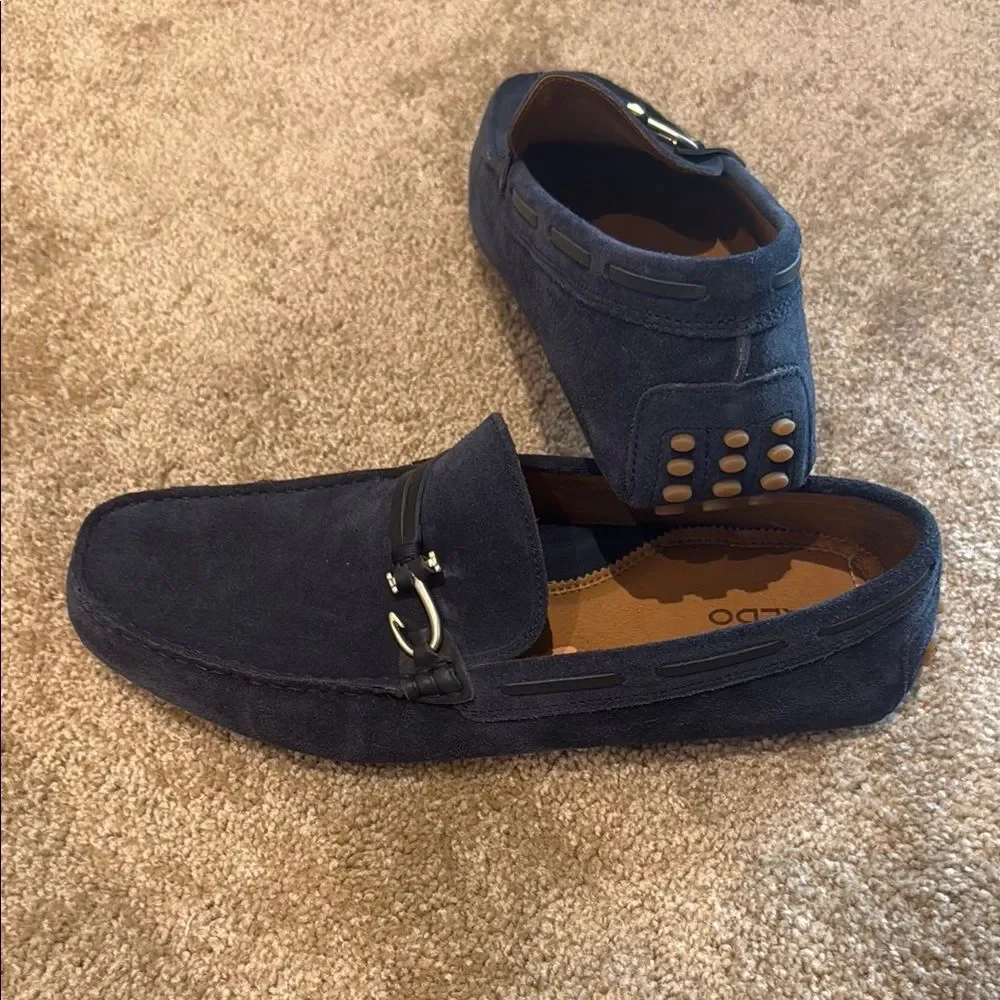 Aldo Blue Slip-On Loafers with Suede Finish